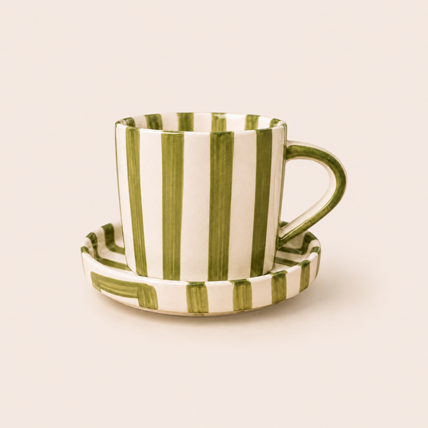 Stripe Cup & Saucer — Olive