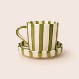 Stripe Cup & Saucer — Olive