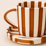 Stripe Cup & Saucer — Brown