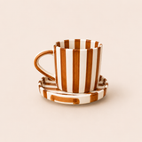 Stripe Cup & Saucer — Brown