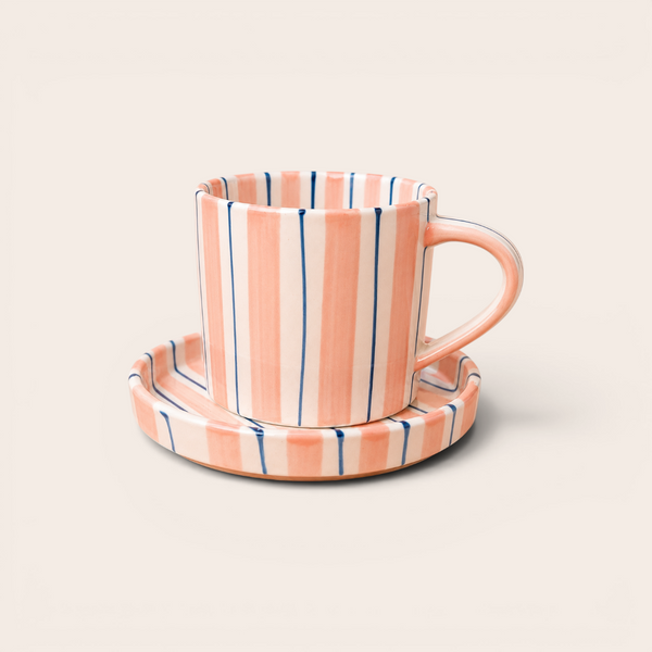 Stripe Cup & Saucer — Pink
