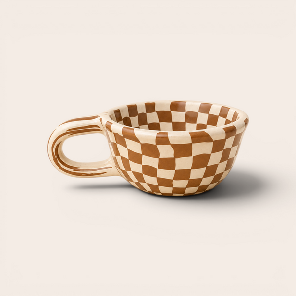 Checkerboard Mug — Brown