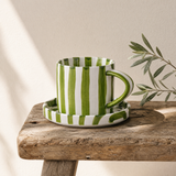 Stripe Cup & Saucer — Olive