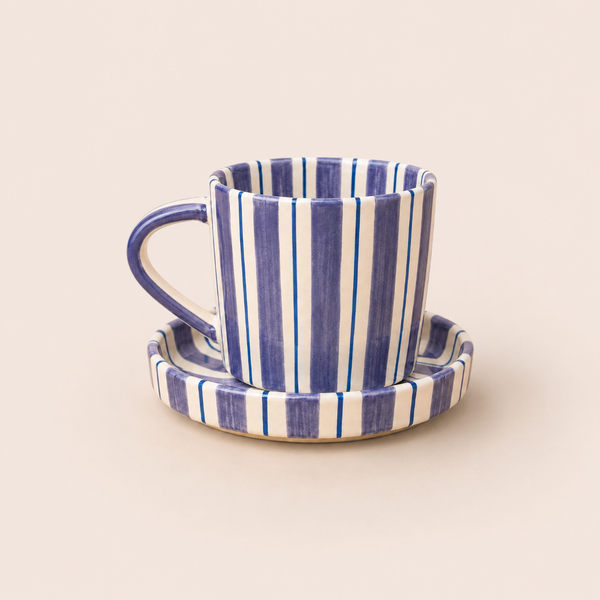 Stripe Cup & Saucer — Blue