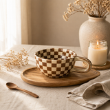 Checkerboard Mug — Brown